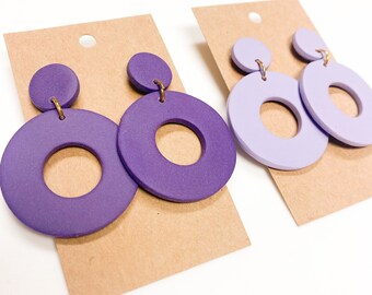 Handmade Large Polymer Clay Circle Earrings, Minimalist Studs