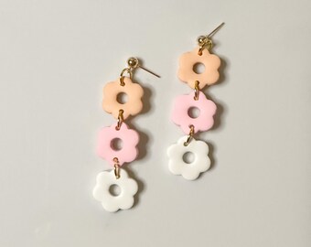 Handmade Floral Dangle Earrings, Hypoallergenic Stainless Steel
