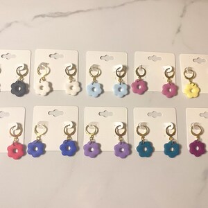 Flower Huggie Earrings/ Summer Earrings/ Flower Shape Dangles