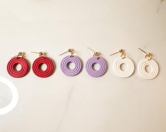 Embossed Circle Earrings, Game Day Jewelry, Hypoallergenic Stainless Steel