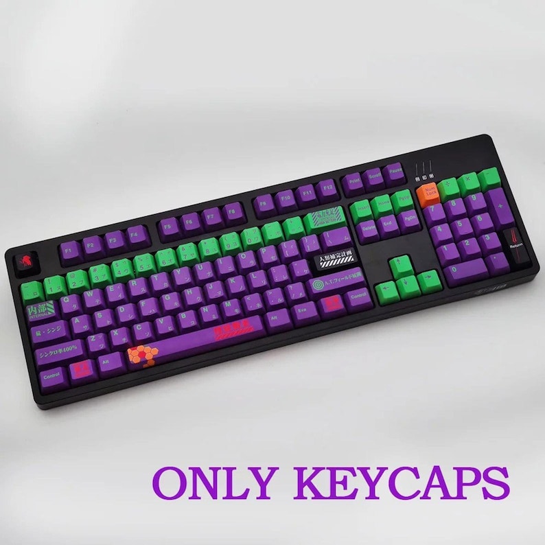 EVA Japanese Keycap Set for Mechanical Keyboard pbt OEM Profile MX Stem Compatible Neon Genesis Evangelion Gainax Keycaps 