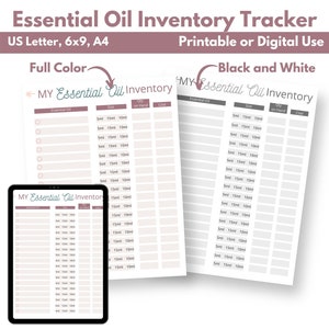 doTERRA または Young Living 用の印刷可能なエッセンシャル オイル在庫追跡、エッセンシャル オイルの整理