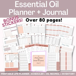 Essential Oil Planner Printable for 2023, Essential Oil Journal with printable essential oil stickers, doterra  young living accessories