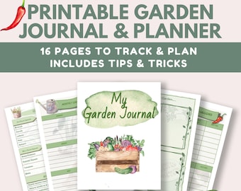Gardening Journal printable planner and notebook, vegetable notebook, diary, gardener planner, plant planner, mother's day gift