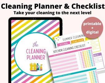 Cleaning Schedule and Checklist, house cleaning list, monthly cleaning calendar, cleaning planner printable, room cleaning, Spring Cleaning