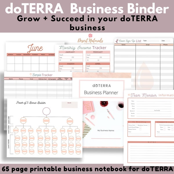 doTERRA Essential Oil Business Planner, ongedateerde afdrukbare planner-inserts voor etherische oliezaken, afdrukbare plannerstickers