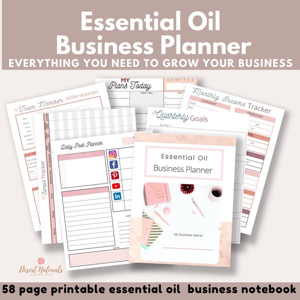 Essential Oil Business Planner, undated printable planner inserts for essential oil business, printable planner stickers, young living 2023