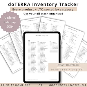 doTERRA Inventory printable tracker, digital Inventory sheet checklist, doTERRA Business Tools, doterra accessories, Essential Oil printable