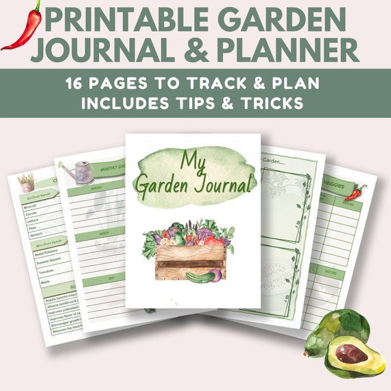 Gardening Journal Printable Planner and Notebook Vegetable | Etsy