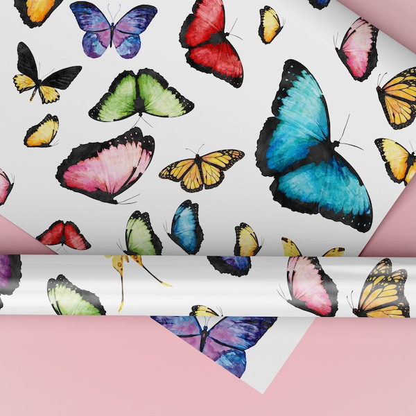 Wrapping Paper Butterfly, Birthday Gift Wrap for girls, Anniversary wrapping paper for wife, mothers day wrapping paper for mom, spring