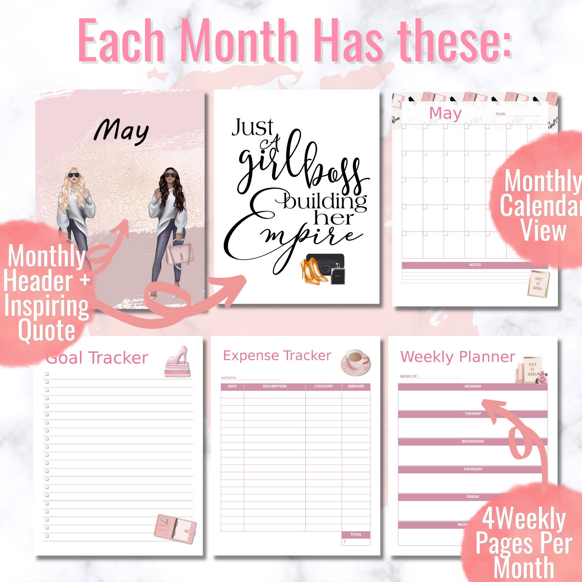 Boss Babe Planner Printable PDF for Women Lady Boss Planner Etsy