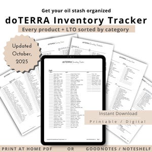 doTERRA Inventory printable tracker, digital Inventory sheet checklist, doTERRA Business Tools, doterra accessories, Essential Oil printable