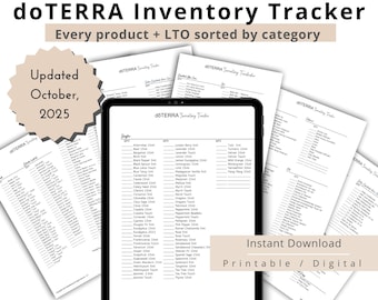 doTERRA Inventory printable tracker, digital Inventory sheet checklist, doTERRA Business Tools, doterra accessories, Essential Oil printable