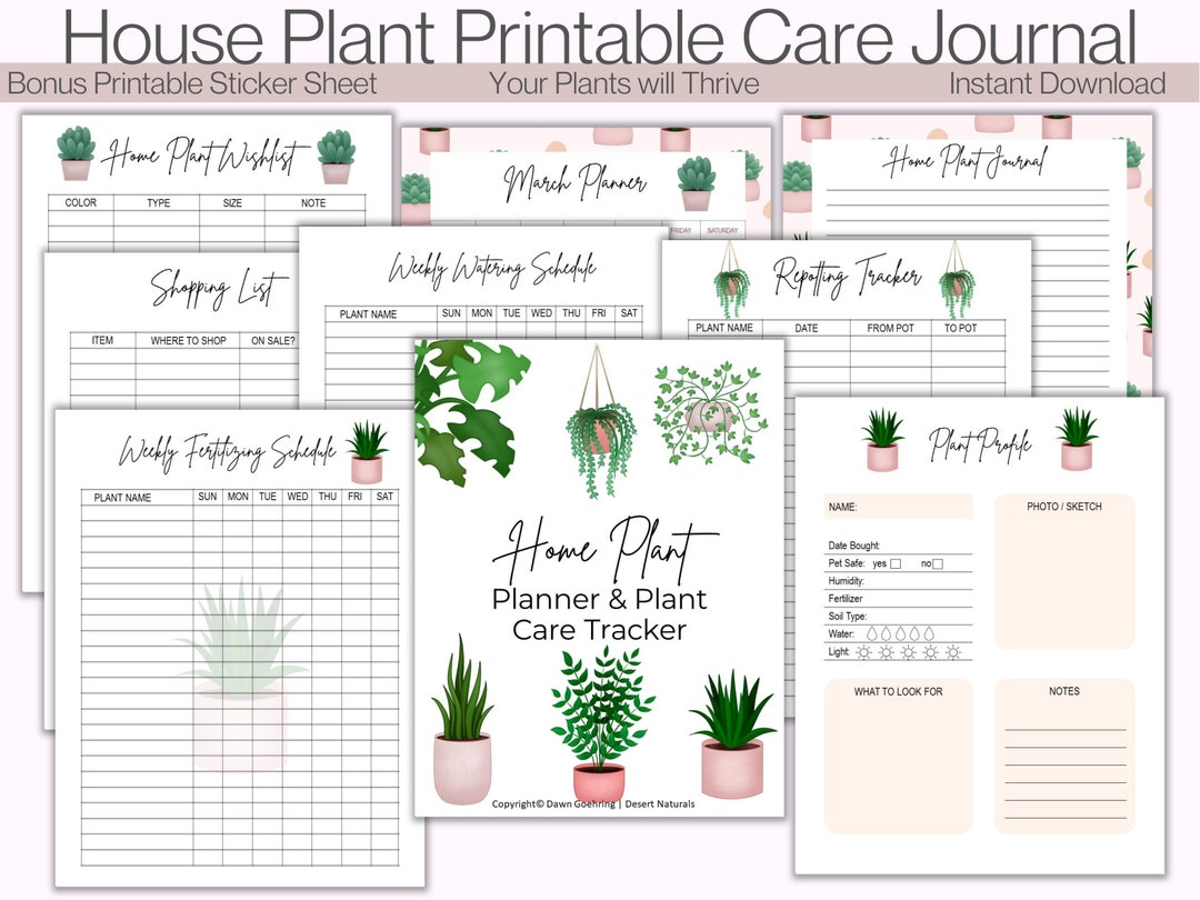 Printable Plant Journal With Printable Plant Stickers, Plant Lover Gift Printable Plant Journal With Printable Plant Stickers, Plant Lover Gift