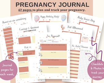 Pregnancy Journal and memory book, printable pregnancy planner, pregnancy diary digital download, maternity journal, pregnancy binder
