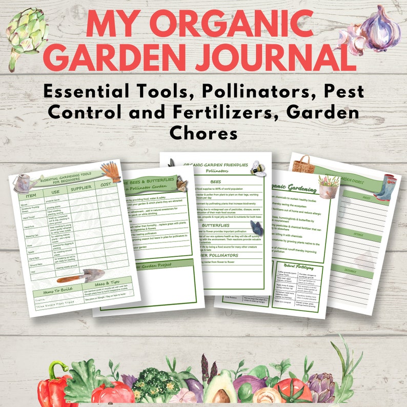 Gardening Journal Printable Planner and Notebook Vegetable Etsy