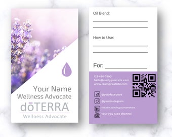 doTERRA Business Card with QR Code for Wellness Advocates - Lavender. Personalized with your information.  Digital Download