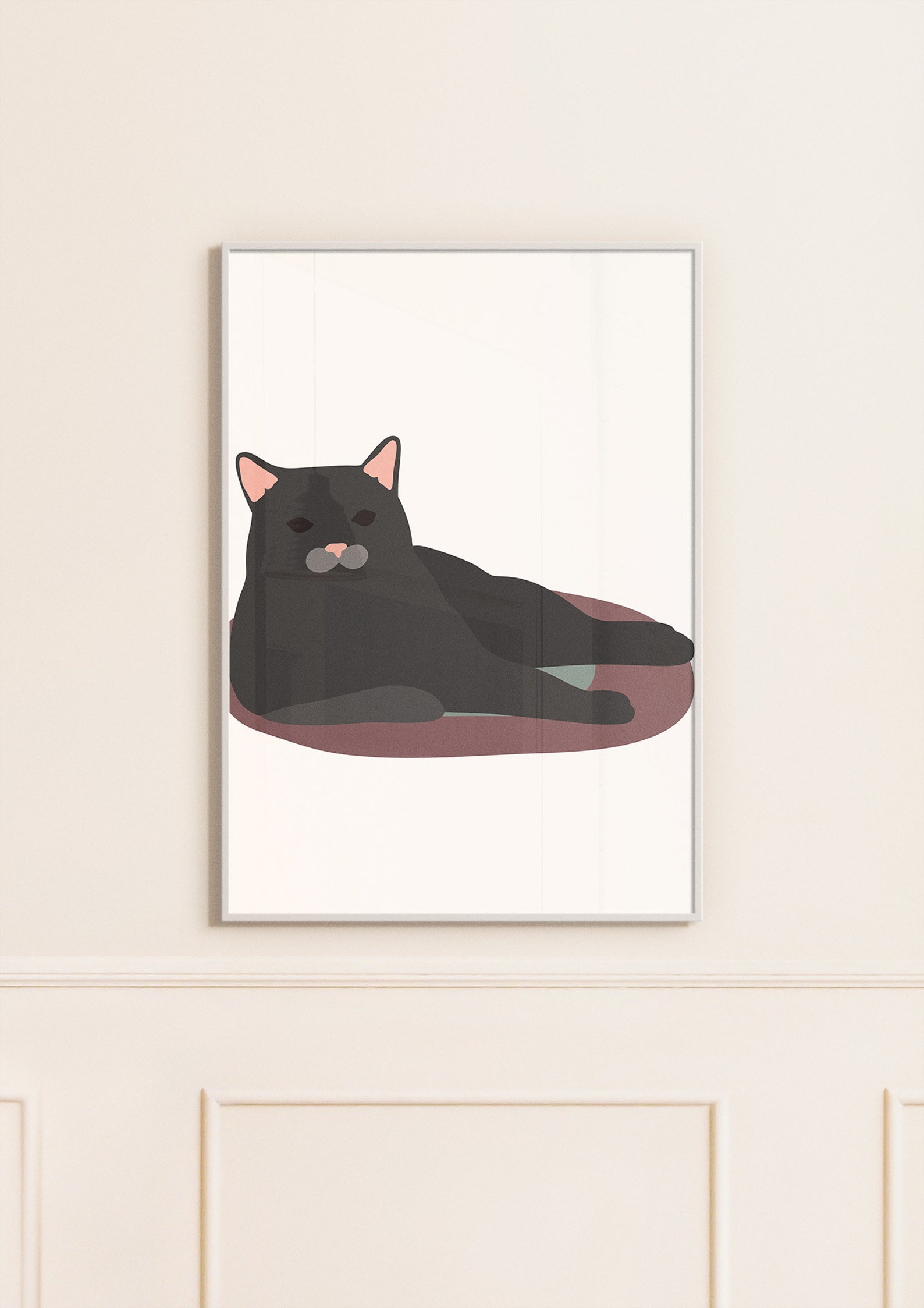 Black Cat Print Wall Art Black Cat Wall Poster Minimalistic Etsy