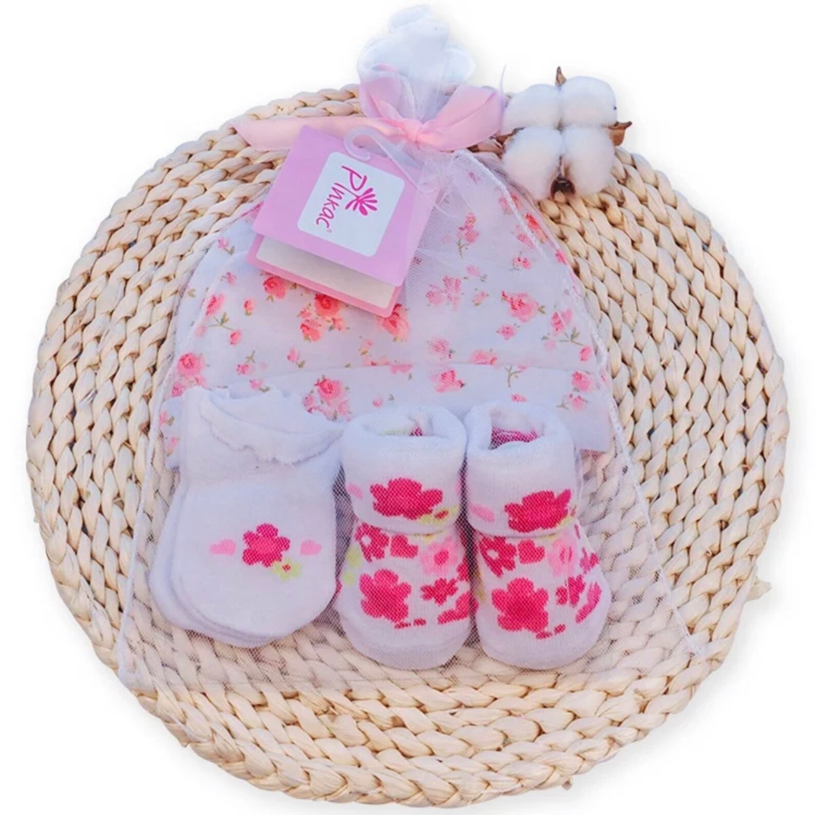 Baby Girl Newborn 3 Piece Set Baby Cap Mittens Socks Etsy
