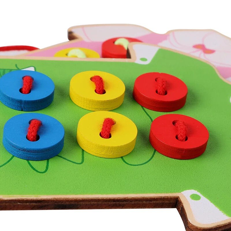 Wooden Threading Toy / Lacing Toy / Motor Skills Threading Toy Etsy