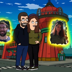 FUTURAMA Cartoon custom portrait Couple portrait Planet | Etsy