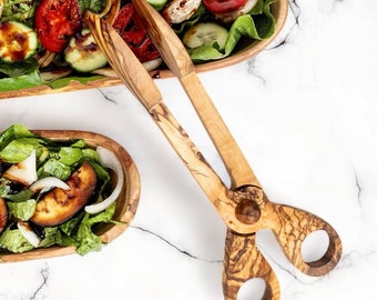Handcrafted Olive Wood Kitchen Scissors - Elegant and Practical Utensil for Gastronomes, Length 25 cm