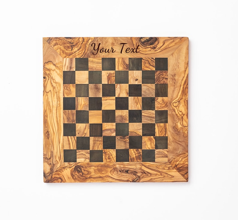 Customized Olive Wood Chess Board Handcrafted Pieces, Custom Engraving, Unique Gift free wood conditioner image 2