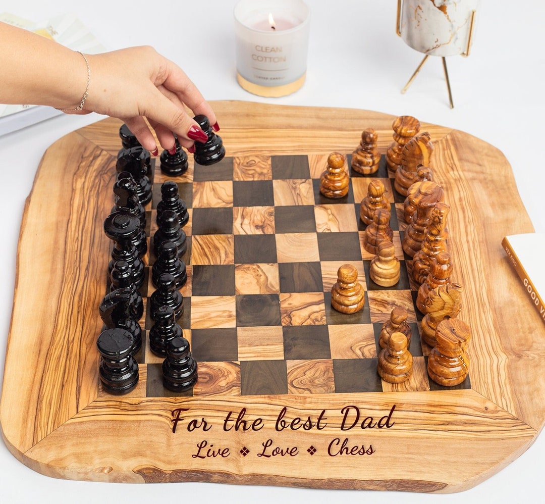 Rustic Chess Roll Customized Rustic Olive Wood Chess Board - Single Pieces and Rough ...