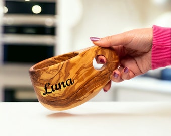 Handmade Olive Wood Kuksa Cup - Custom Engraved Rustic Wooden Mugs - unique Gift - Tea cup (+ free wood conditioner)