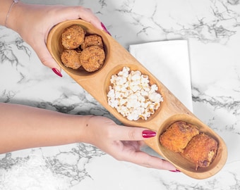 Handcrafted Aperitif Platter in Olive Wood from Tunisia - Eco-Responsible Divided Platter for Cheese, Tapas and Appetizers