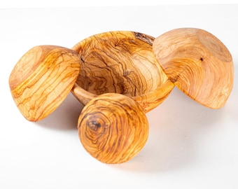 Set of 4 olive wood bowls - wooden bowl - handmade bowl -handcrafted wooden bowls for a luxurious dining experience(+ free wood conditioner)