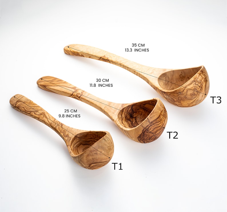Olive Wood Ladles Handmade Luche Wooden Ladle Kitchen Utensil