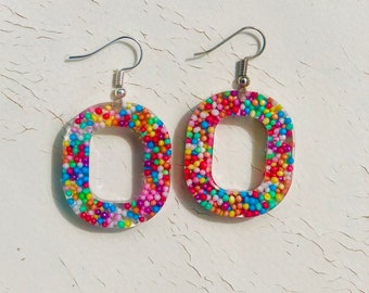 Sprinkle rainbow resin earrings • Summer Earrings • Party Earrings• Summer Spring Earrings• Wedding jewellery •Gift For Her• Gift for Her