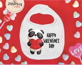 Cute Panda Happy Valentine’s Heart Bib