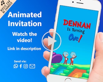 Invitation vidéo d'anniversaire Dr. Seuss, Thing 1, Thing 2 (numérique)