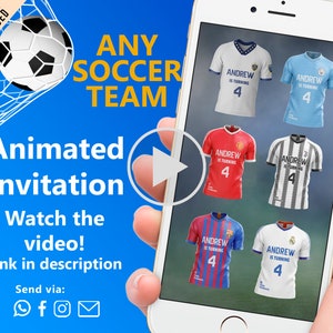 Soccer Invitation, Sports Birthday Party, Soccer Birthday Party, Champions League Invitation, Any Soccer Team