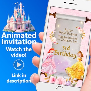 Fairy Tale Princess Birthday Video Invitation | Royal Celebration Party | Animated Digital Kids Invite