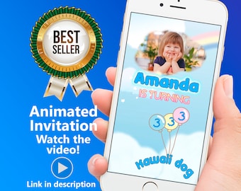 Kawaii Birthday Video Invitation: Kitty & Friends Party (Digital)