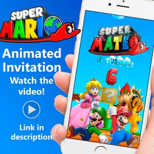 Super Mario Video Invitation, Super Mario Birthday Invitation, Mario Invitation
