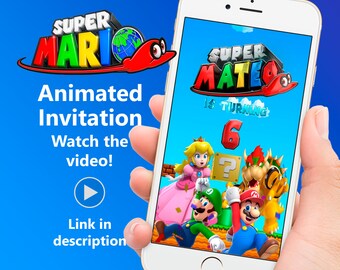 Super Mario Birthday Video Invitation | Mario Bros Party | Animated Digital Kids Invite