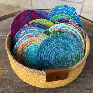 4 1/2” Batik Fabric Rope Coasters