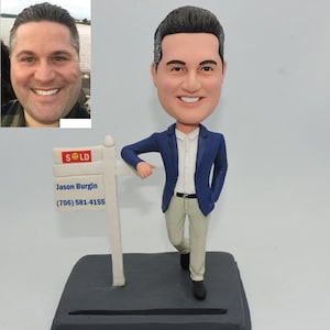 Bonecos de bonecos personalizados de gerente imobiliário, bonecos de bonecos personalizados de corretor imobiliário, faça um boneco de bonecos para seu agente, melhor presente de aniversário