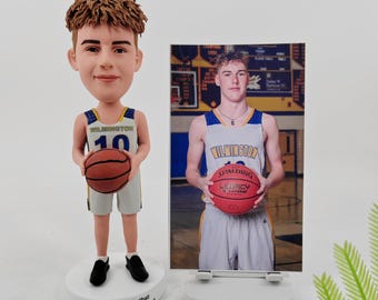 写真からカスタムメイドしたバスケットボールのボブルヘッド、NBAバスケットボールのボブルヘッド、夫へのプレゼント、ボーイフレンドへのプレゼント