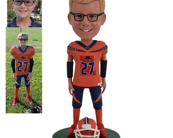 Football Player Custom Bobblehead from Photo, Sports Bobblehead, gifts for kids, gifts for son