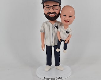 Custom Bobble head for Father's day, Dodgers fans Dad and Son bobbleheads, personalized father's day gift