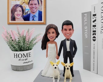 Custom Wedding Cake Topper Bobblehead from Photo, Personalized Groom and Bride Cake Topper from Photo, Design Your Own Wedding Bobbleheads