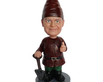 Customized Garden Gnome Bobblehead - Hand-Painted Resin Gnome Figurine for Indoor & Outdoor Garden Decor