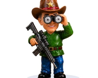 Custom Garden Gnome Bobblehead with Solar telescope and gun, unique outdoor garden decor for garden enthusiasts, Gnome collectors