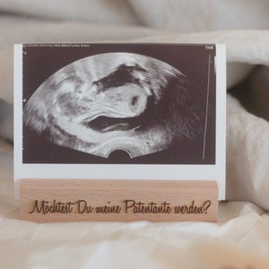 Patentante/ Patenonkel/ Paten fragen I Gravierter Fotoständer aus Holz "Möchtest Du meine Patentante werden"