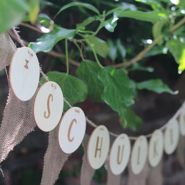 School child garland made of wood wall decoration enrollment